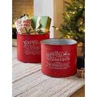 Heaven Sends Metal Christmas Buckets Set- Red