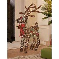Heaven Sends Light Up Rattan Reindeer Christmas Decoration - 38 X 21 Cm