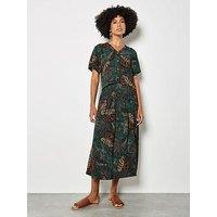 Apricot Palm Print Maxi Skirt - Green