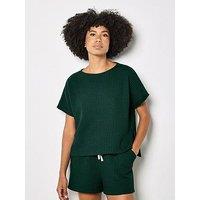 Apricot Dry Waffle Body Grown On Sleeve T-Shirt - Green