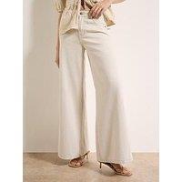 Apricot Zana Wide Leg Linen Mix Jeans - Cream