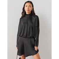 The Very Collection Satin Scarf Detail Flippy Mini Dress - Black