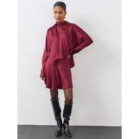 The Very Collection Womens Satin Scarf Detail Flippy Mini Dress - Burgundy