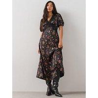 The Very Collection Lace Trim Satin Tea Dress - Floral