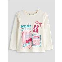 The Very Collection Girls Cotton Rich Cherry And Love Print Long Sleeve T-Shirt - White