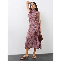 The Very Collection Ruched Devore Midaxi Dress - Mauve