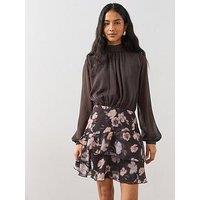 The Very Collection 2-In-1 Tie-Neck Tiered Mini Dress - Floral