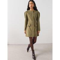 The Very Collection Womens Faux Suede Puff Sleeve Mini Dress - Green