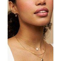 Orelia Pearl & Shell Micro Hoop Earrings
