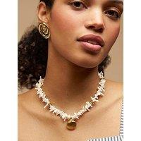 Orelia Statement Cream Chip & Shell Necklace