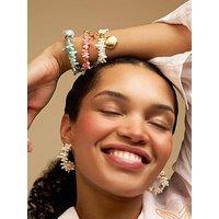 Orelia Pink Coral Chip & Starfish Bracelet
