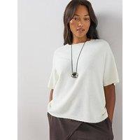 The Very Collection Curve Short Sleeve Knitted Jumper - Ivory