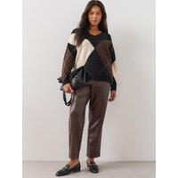 The Very Collection Womens Curve Faux Leather Elasticated Waist Straight Leg Trousers - Brown