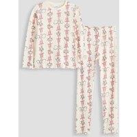 The Very Collection Girls Disney Animal Friends Ribbed Long Sleeve Pyjamas - Cream
