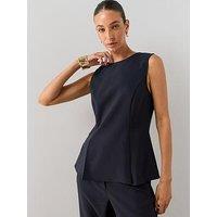 The Very Collection Sleeveless Tailored Peplum Co-Ord Top - Navy