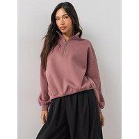 The Very Collection Zip Funnel Neck Sweatshirt - Pink