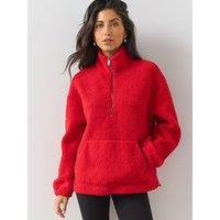 The Very Collection Womens High Neck Drawstring Waist Borg - Red