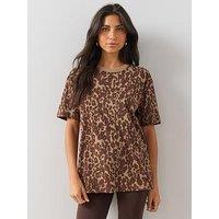 The Very Collection Womens Oversized Leopard Print T-Shirt - Animal