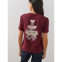 The Very Collection Womens Martini Graphic Crew Neck T-Shirt - Burgundy