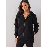 The Very Collection Womens Relaxed Zip-Through Longline Hoodie - Black
