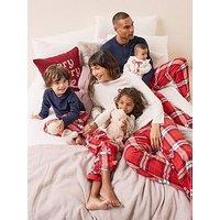 The Very Collection Boys Family Christmas Henley Top Woven Check Bottom Pyjama (9 Months - 12 Years) - Navy