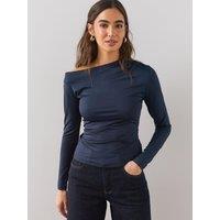 The Very Collection Womens Tucked Detail Long Sleeve Top - Navy