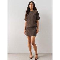The Very Collection Suedette Mini Skirt Co-Ord - Brown