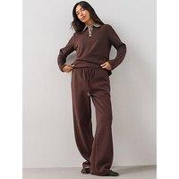 The Very Collection Check Waist Wide Leg Co-Ord Trousers - Brown