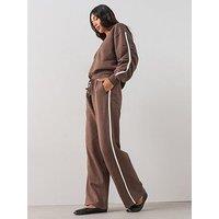 The Very Collection Side Stripe Wide Leg Trouser Co-Ord - Brown