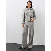 The Very Collection Soft Touch Polo Collar Button Front Co-Ord Top - Grey