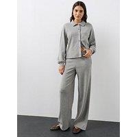 The Very Collection Soft Touch Wide Leg Co-Ord Trousers - Grey