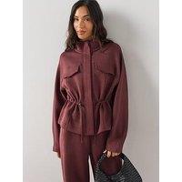 The Very Collection Premium Stretch Zip-Up Jacket Co-Ord - Burgundy