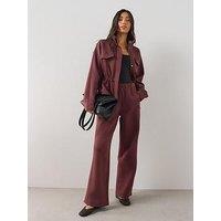 The Very Collection Premium Stretch Wide Leg Trouser Co-Ord - Burgundy