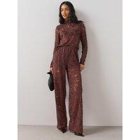 The Very Collection Womens Lace Wide Leg Trousers - Brown