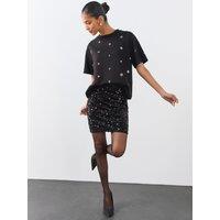 The Very Collection Womens Sequin Mini Skirt - Black