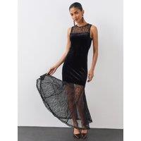 The Very Collection Womens Velvet Lace Midaxi Dress - Black