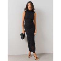 The Very Collection Womens Ruched Side Lace Maxi Dress - Black