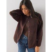The Very Collection Button Through Borg Jacket - Brown