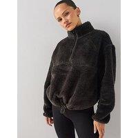 The Very Collection Half Zip Borg Jacket - Grey