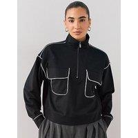 The Very Collection Contrast Piping Pocket Jacket - Black