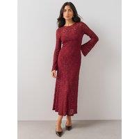The Very Collection Womens Lace Long Sleeve Maxi Dress - Burgundy