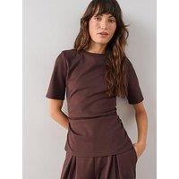 The Very Collection Shoulder Pad Short Sleeve Top - Brown