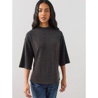 The Very Collection Womens Marl High Neck Short Sleeve Top - Grey