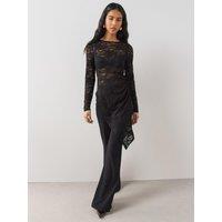 The Very Collection Womens Lace Maxi Asymmetric Hem Top - Black