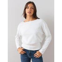 The Very Collection Banded Hem Cotton Top - White