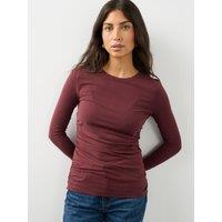 The Very Collection Womens Ruched Side Long Sleeve Top - Burgundy