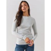 The Very Collection Womens Ruched Side Long Sleeve Top - Grey