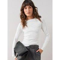 The Very Collection Soft Rib Long Sleeve Top - White