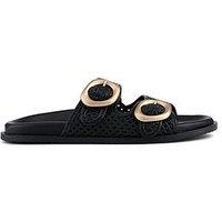 Jones Bootmaker Gisela Buckle Flat Sandal - Black