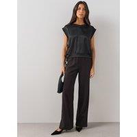 The Very Collection Womens Satin Mix Jersey Trousers - Black